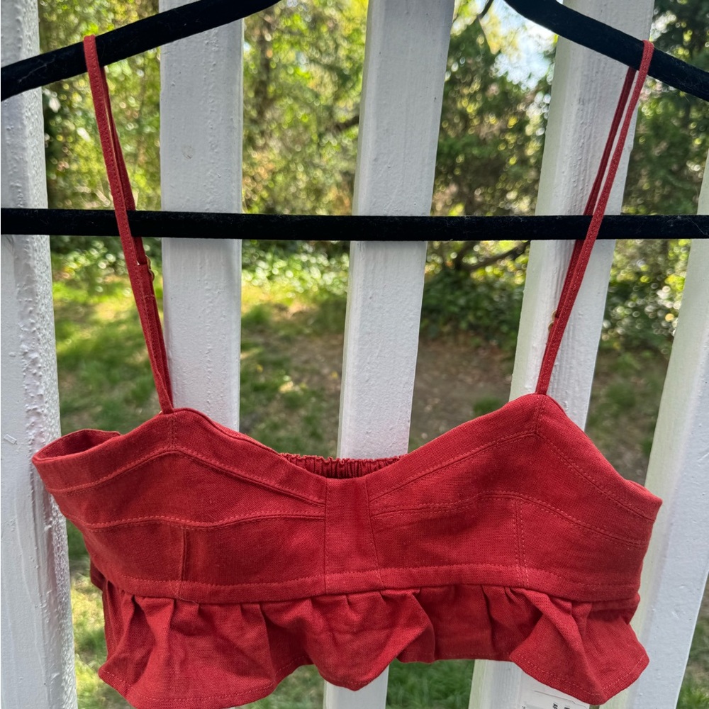 Red Ruffled Crop Top
